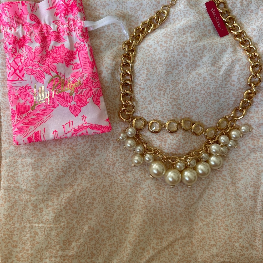 Lilly Pulitzer Gold Necklace with Pearls - Picture 6 of 6